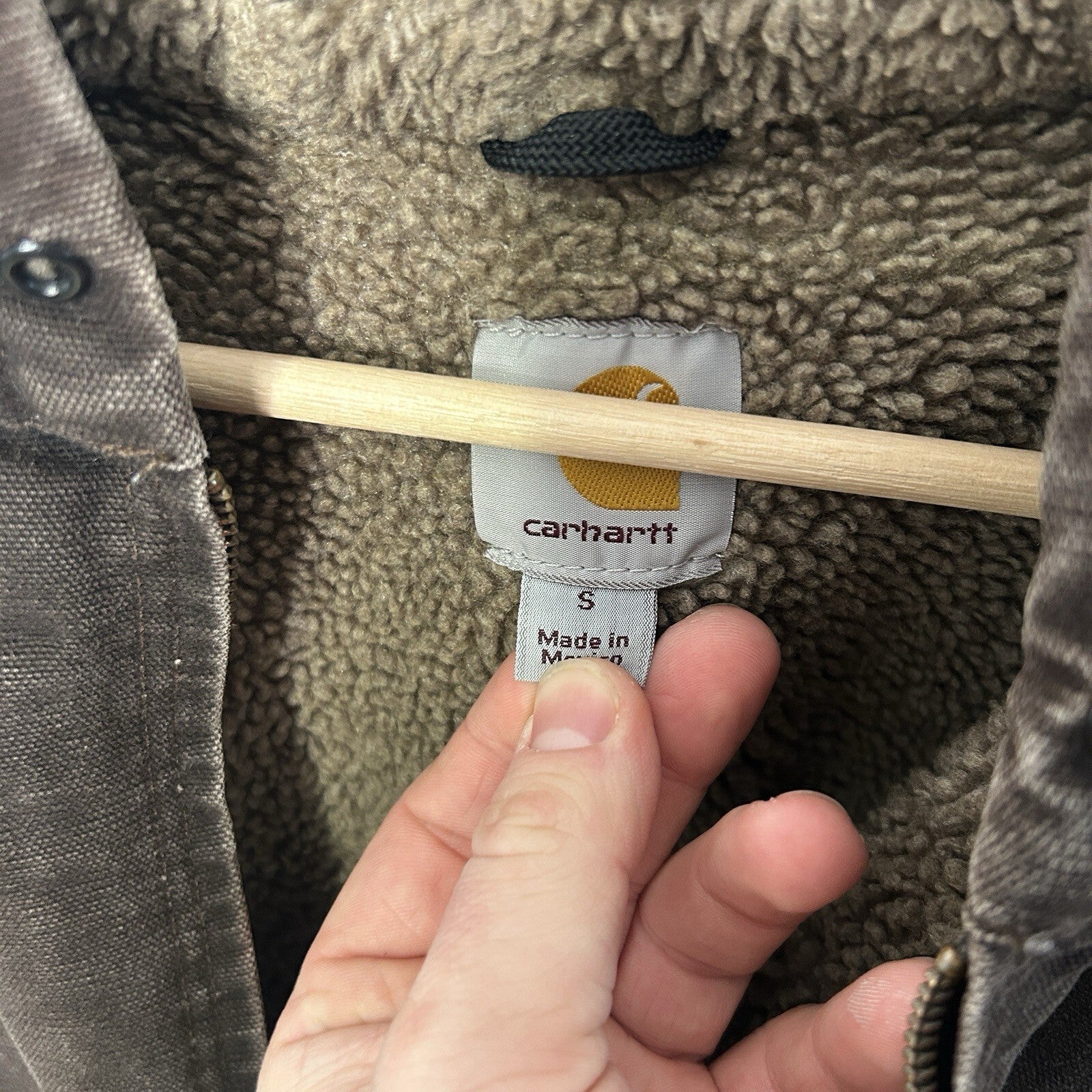 Vintage Carhartt Sherpa-Lined Hooded Detroit Jacket “Dark Brown” J141 DKB Small