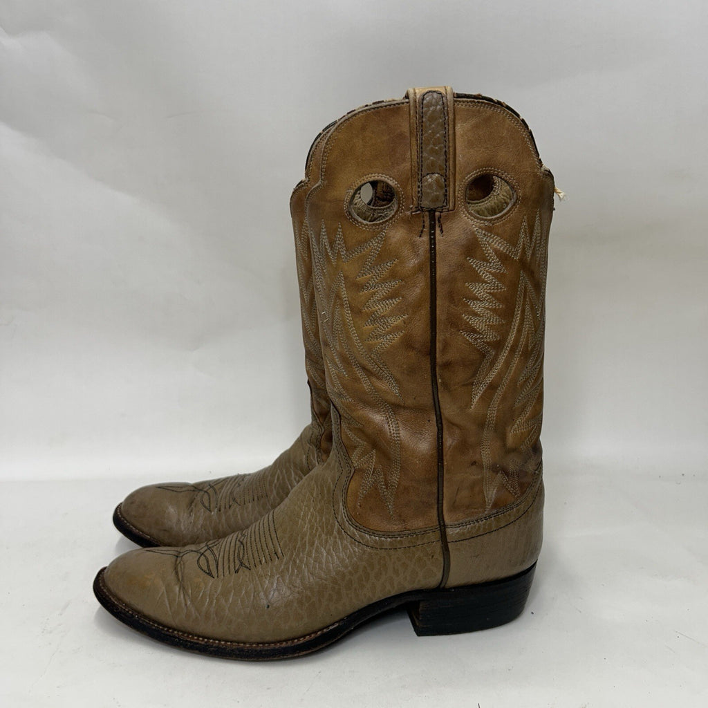 Vintage Dan Post Bullhide Western Cowboy Boots Two-Tone “Tan” Men’s 11D