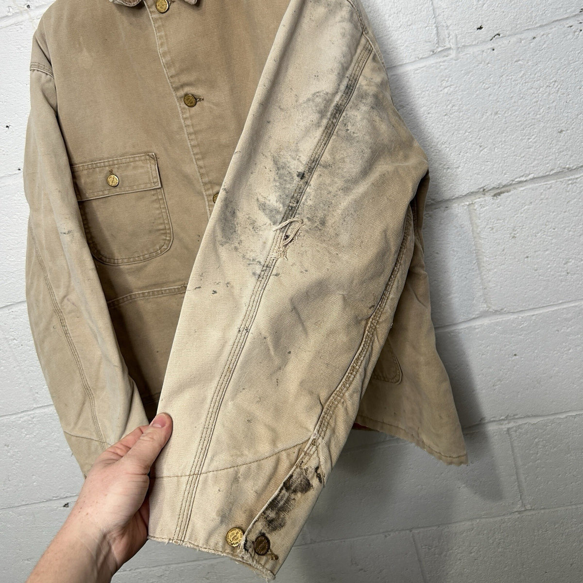 Vintage Carhartt 100 Year Anniversary Blanket-Lined Chore Coat “Brown” Men’s XL