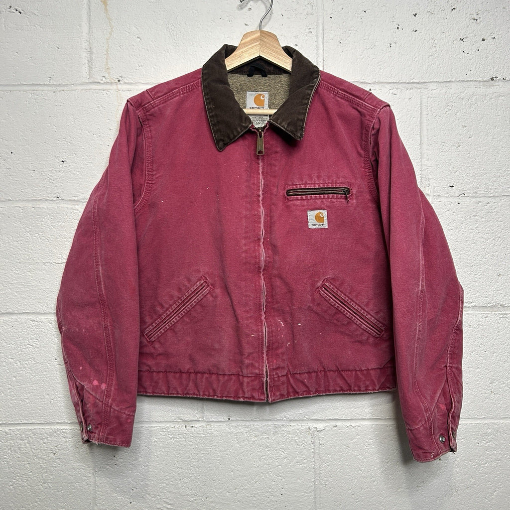 Vintage Carhartt Sherpa-Lined Detroit Jacket “Raspberry” WJ097 RBY Women’s Small