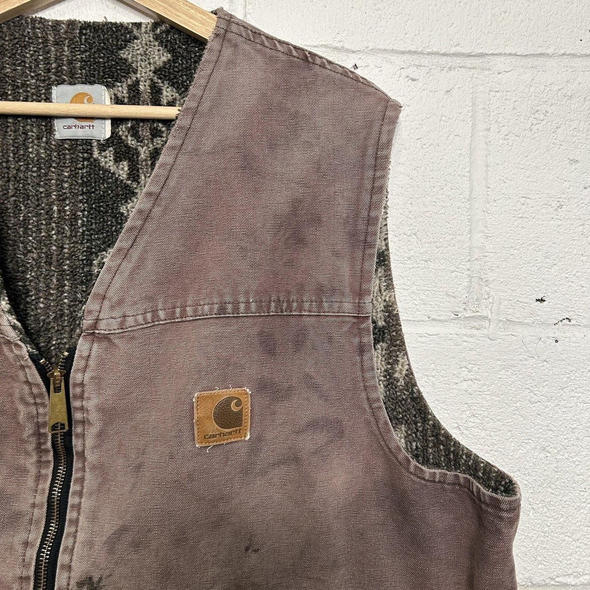 Vintage Carhartt Tundra Aztec Pile Lining Vest “Mocha Dark” VP173 Men’s X-Large