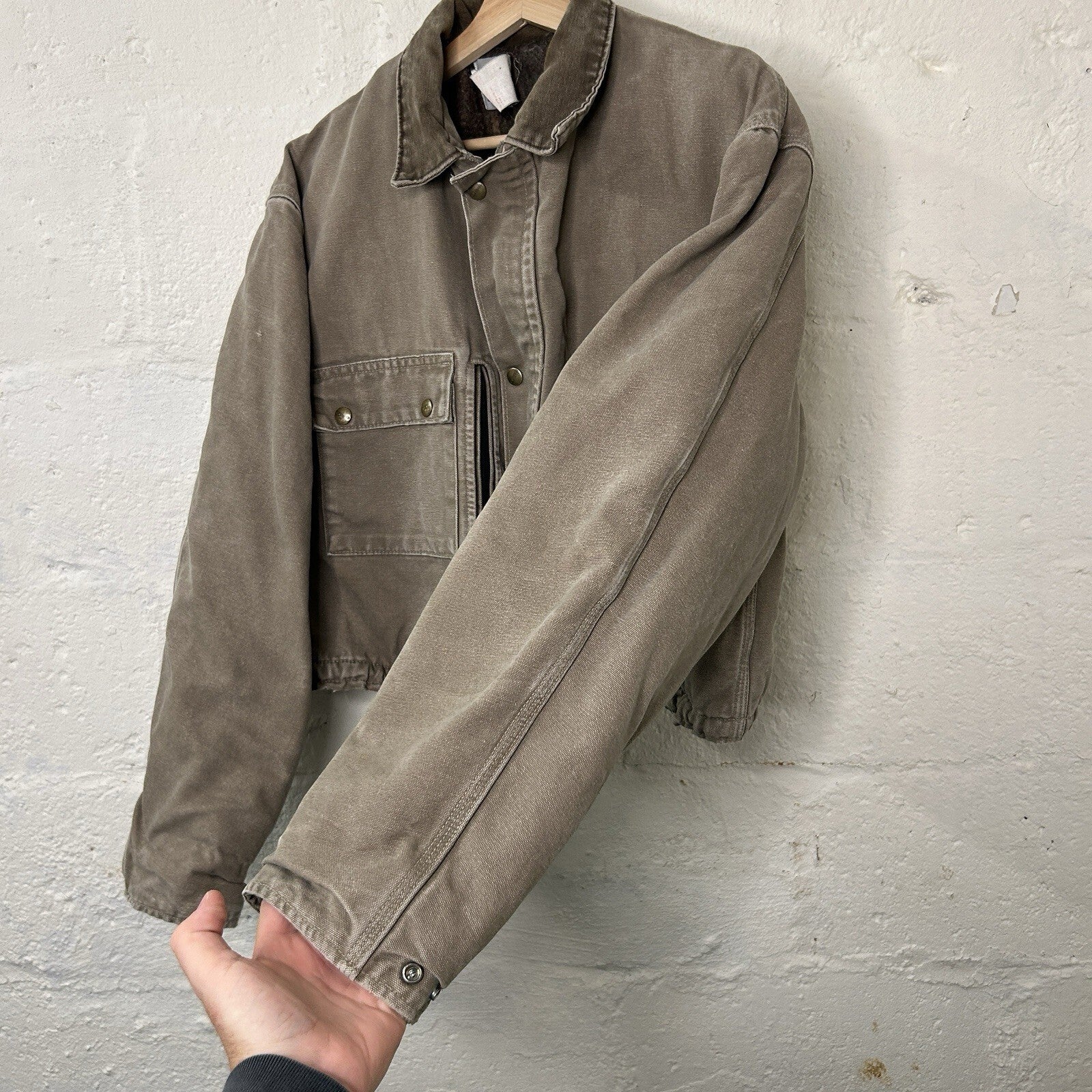 Vintage Carhartt Wool-Lined Cropped Duster Coat “Chestnut” PB2321 Men’s Small