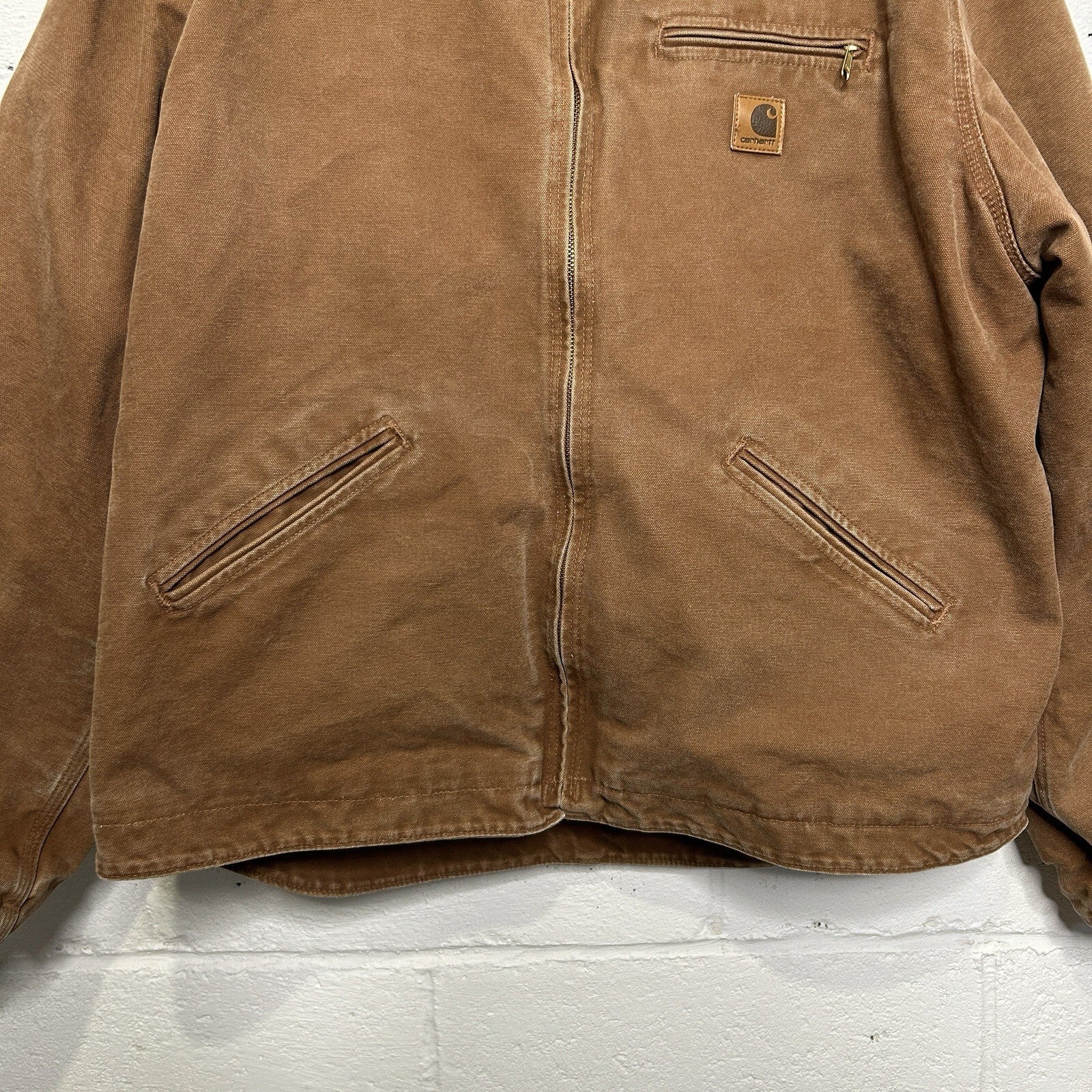 Y2K Carhartt Sherpa-Lined Hooded Detroit Jacket “Brown” J141 BRN Men’s X-Large