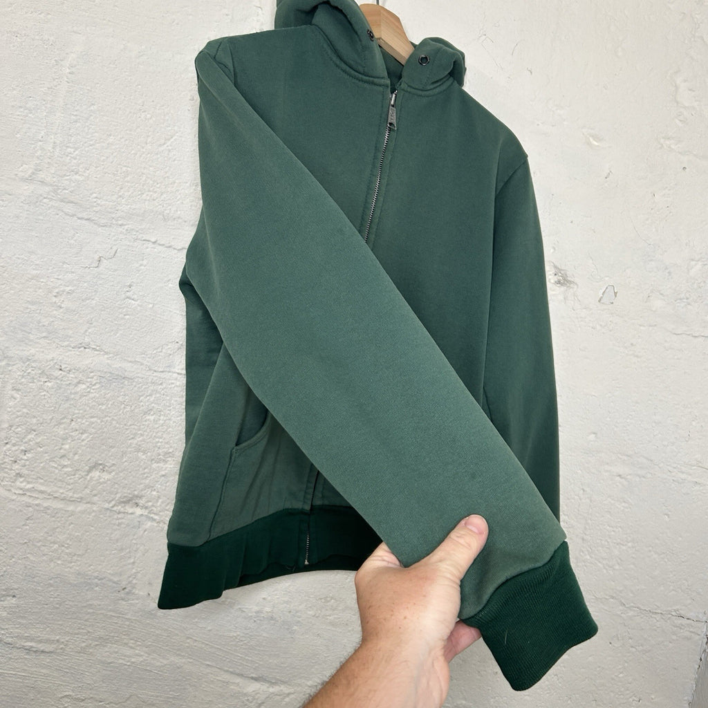 Vintage Faded Carhartt Thermal-Lined Zip Hoodie “Forest Green” 868 Men’s Small