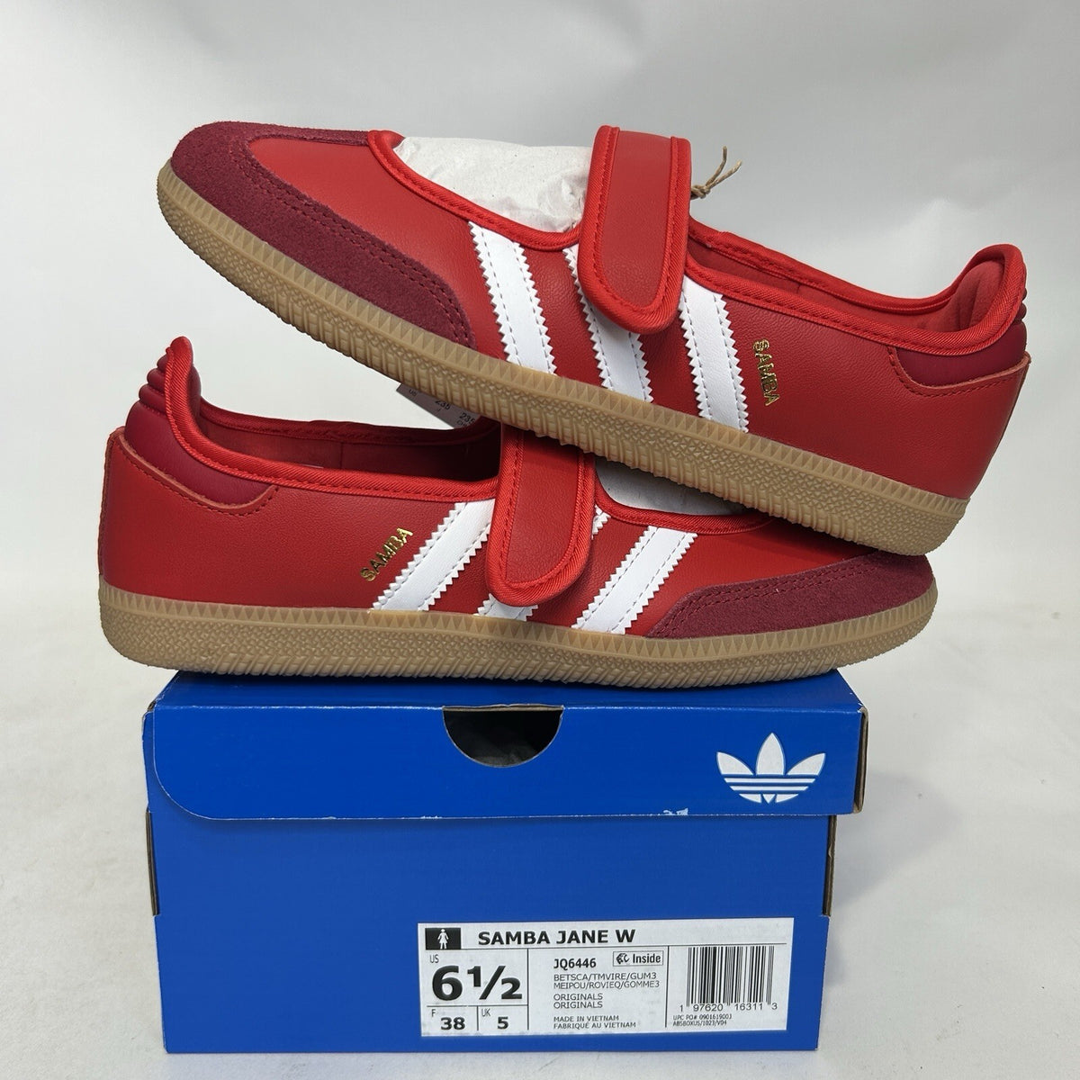 Adidas Samba Jane WMNS “Scarlet Red White Gum” JQ6446 Women's 6.5 New