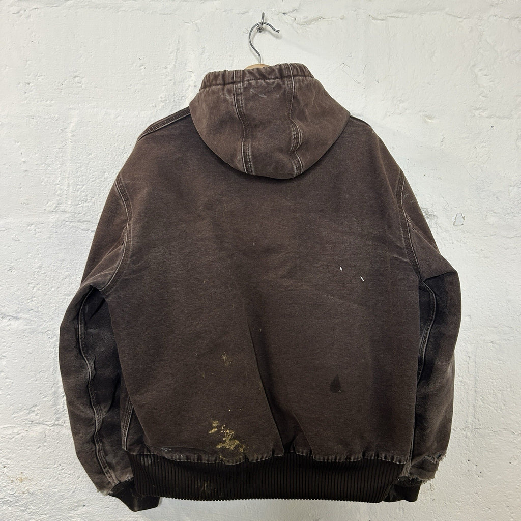 Vintage Faded Carhartt Hooded Active Jacket “Dark Brown” J130 DKB Men’s Large