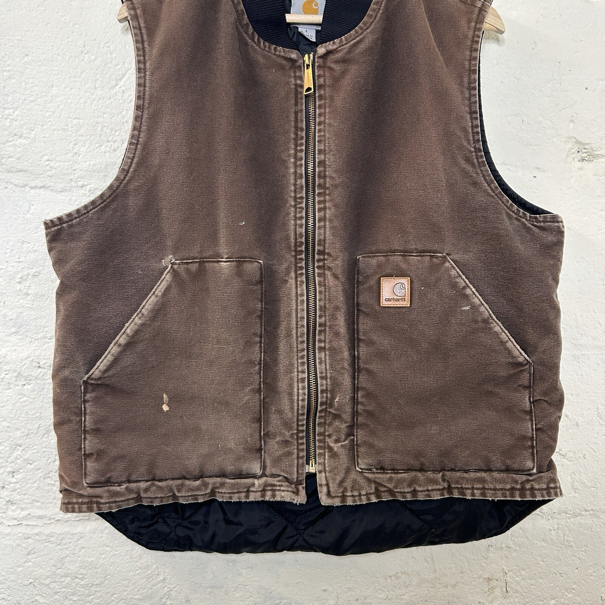 Vintage Faded Carhartt Quilted Artic Vest “Dark Brown” V02 DKB Men’s Large