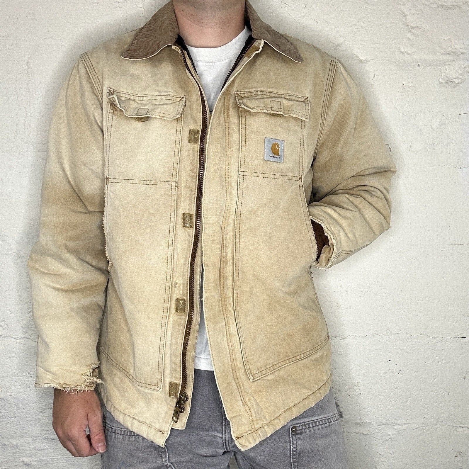 Vintage Faded Carhartt Quilted Artic Jacket “Brown” CQ186 Men’s Large