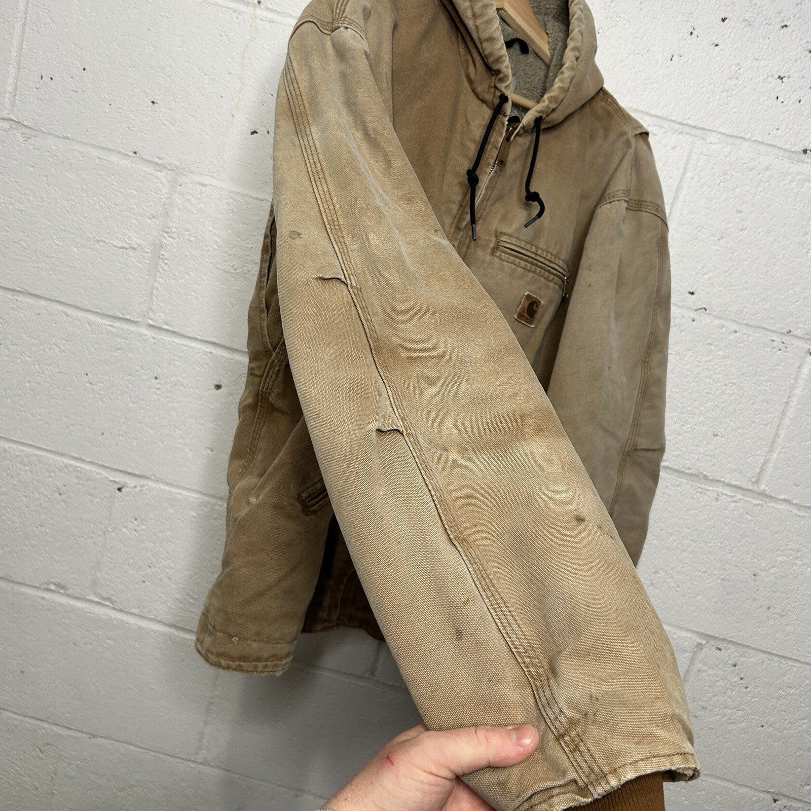Y2K Carhartt Sherpa-Lined Hooded Detroit Jacket “Brown” J141 BRN Men’s X-Large