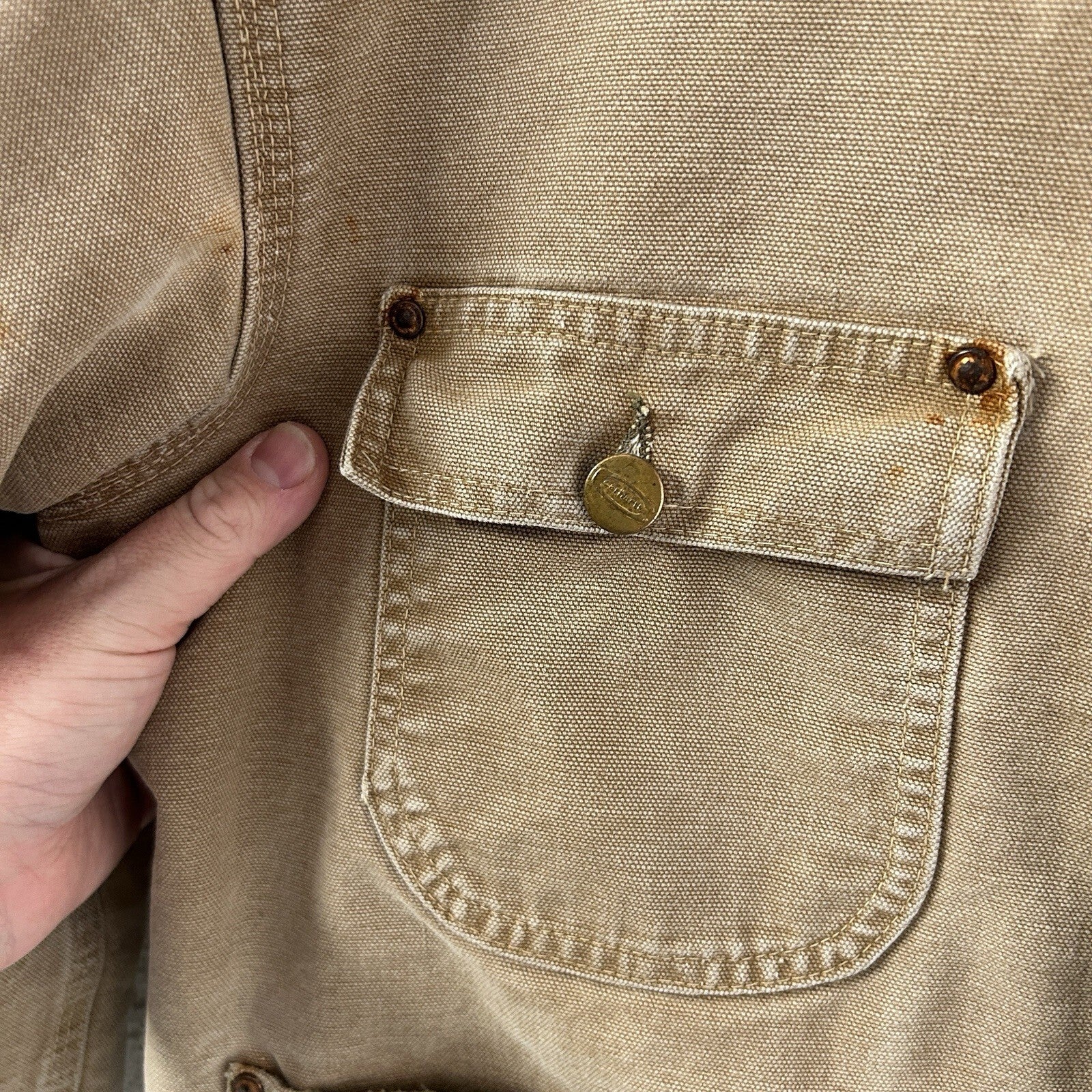 Vintage 60s Carhartt Troy Woolen Mills Blanketed Big C Chore Coat Men’s Medium