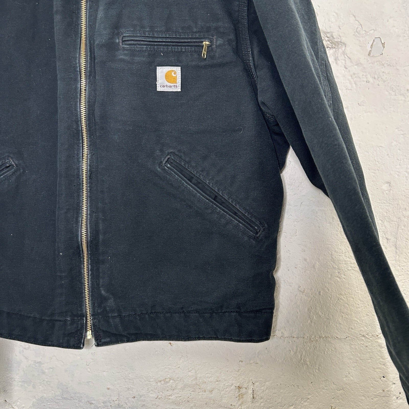 Vintage Faded Carhartt Blanket-Lined Detroit Jacket “Black” J01 BLK Men’s 42/LRG