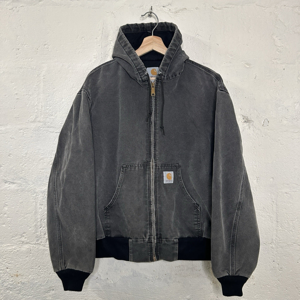 Vintage Faded Carhartt Thermal Hooded Active Jacket “Black” JR105 Men’s Large