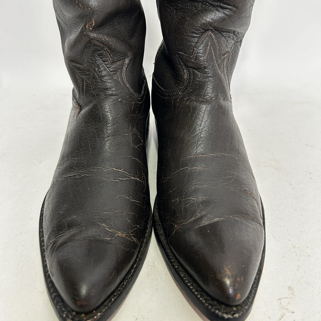1960s Tony Lama Gold Label Exotic Water Buffalo Cowboy Boots “Espresso”