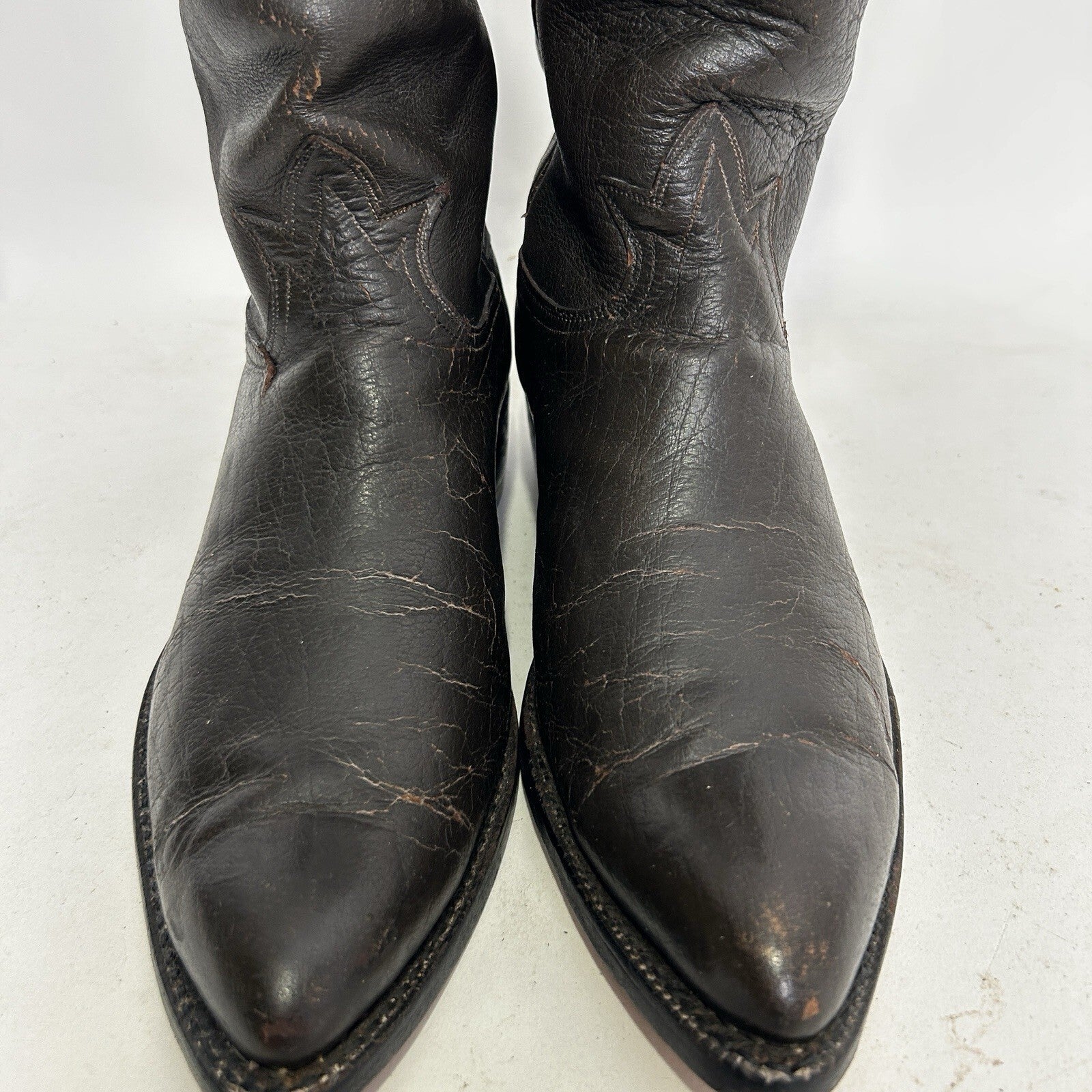 1960s Tony Lama Gold Label Exotic Water Buffalo Cowboy Boots “Espresso”