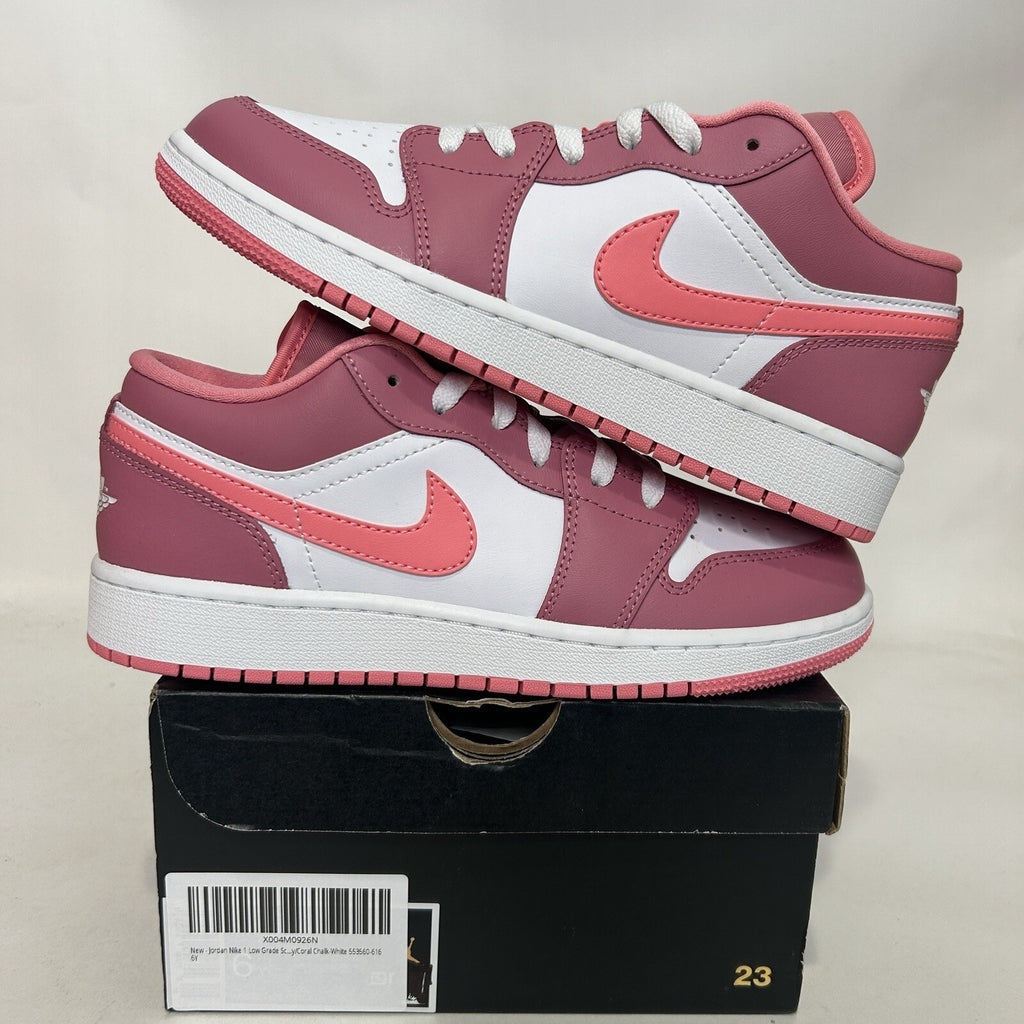 Nike Air Jordan 1 Low GS “Desert Berry Coral Chalk” 553560-616 6Y/Women’s 7.5