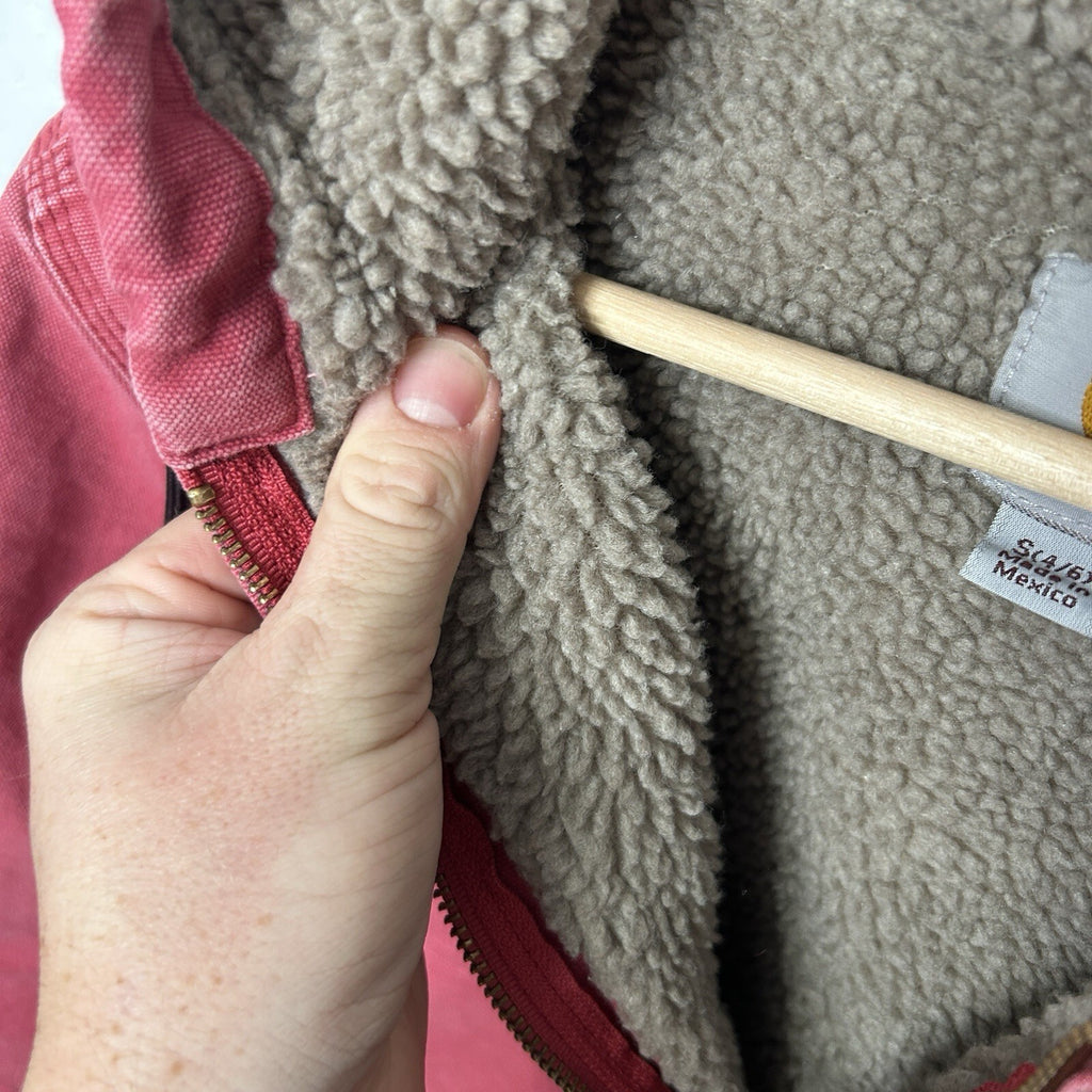Y2K Carhartt Sherpa-Lined Hooded Detroit Jacket “Crabapple” WJ141 624 Women’s S