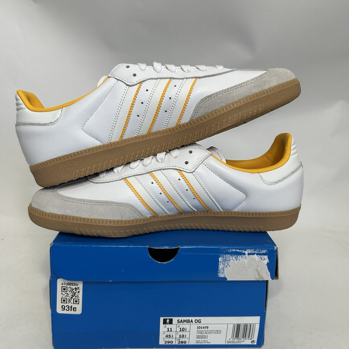 Adidas Originals Samba OG “White Crew Yellow” Sneakers ID1479 Men’s 11 New