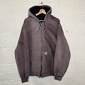 Vintage Faded Carhartt Thermal-Lined Hooded Zip-Up Jacket “Black”