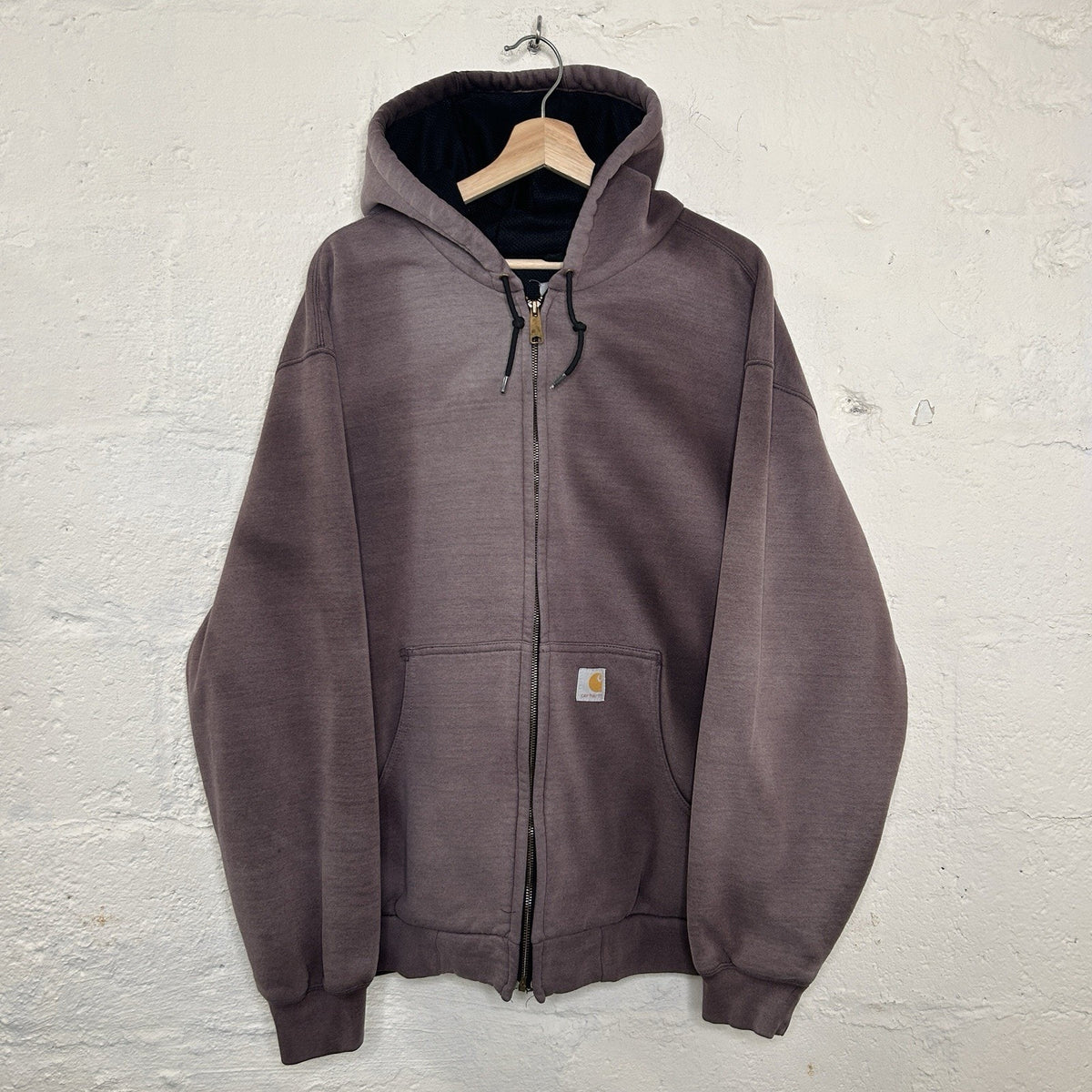 Vintage Faded Carhartt Thermal-Lined Hooded Zip-Up Jacket “Black”