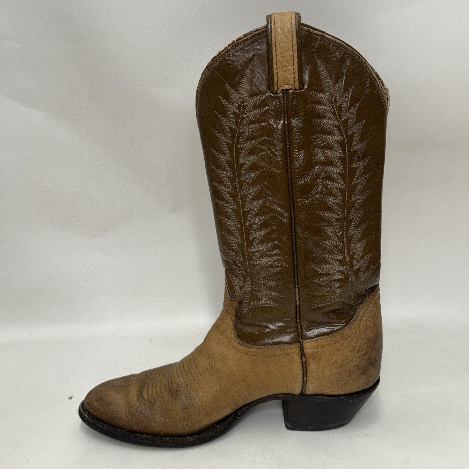Vintage Tony Lama Two-Tone Western Cowboy Boots Gold Label Bullhide Men’s 8.5D