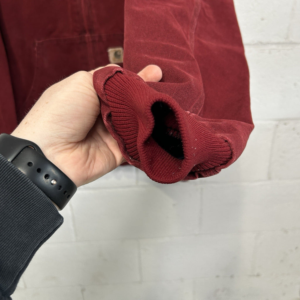 Vintage Carhartt Quilted Hooded Active Jacket “Crimson Red” J130 CRI Men’s Large
