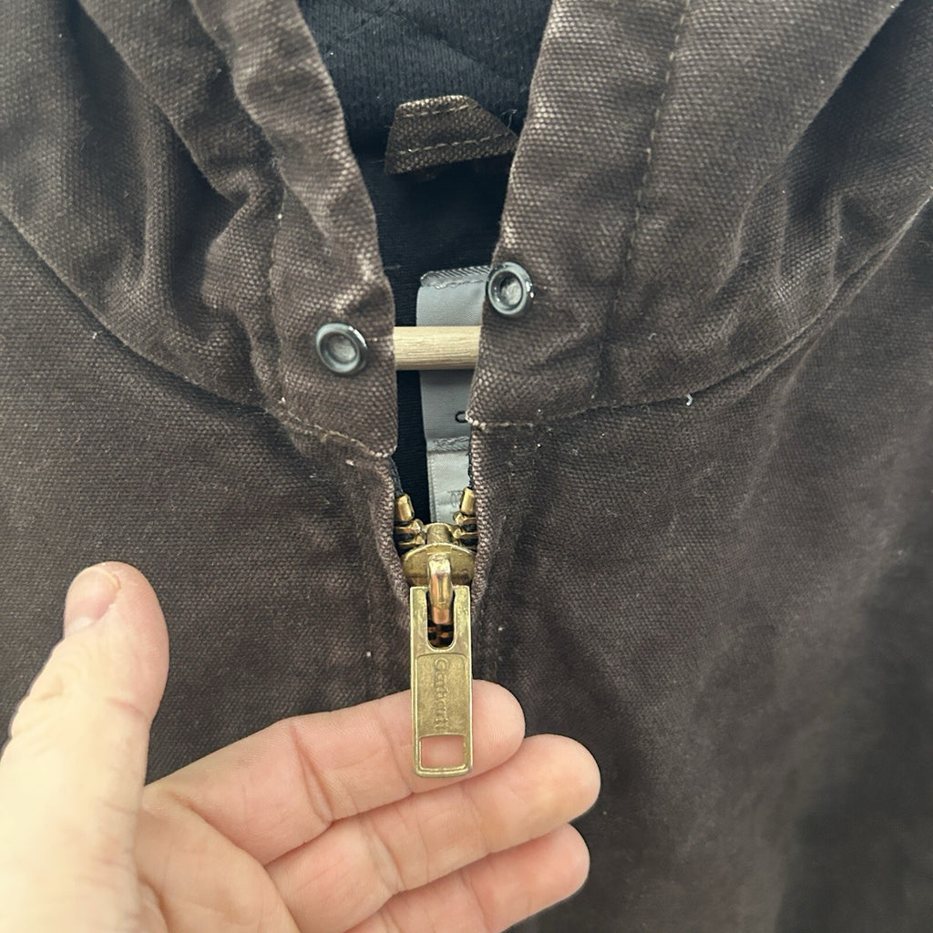 Vintage Carhartt Hooded Active Jacket “Dark Brown” J130 DKB Men’s Large Worn