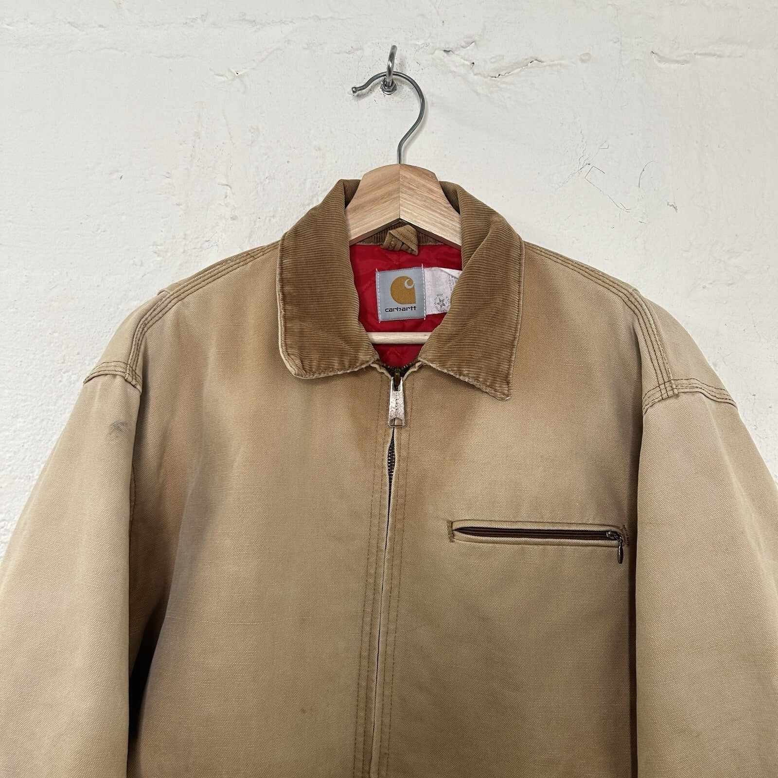 1989 Carhartt Faded Quilt-Lined Detroit Jacket “Tan” 6QLJ 100 Years Men’s Large