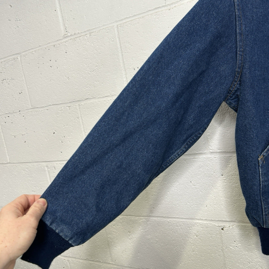 VTG Carhartt Flannel-Lined Hooded Active Jacket “Blue Denim” JF848 Men’s Small