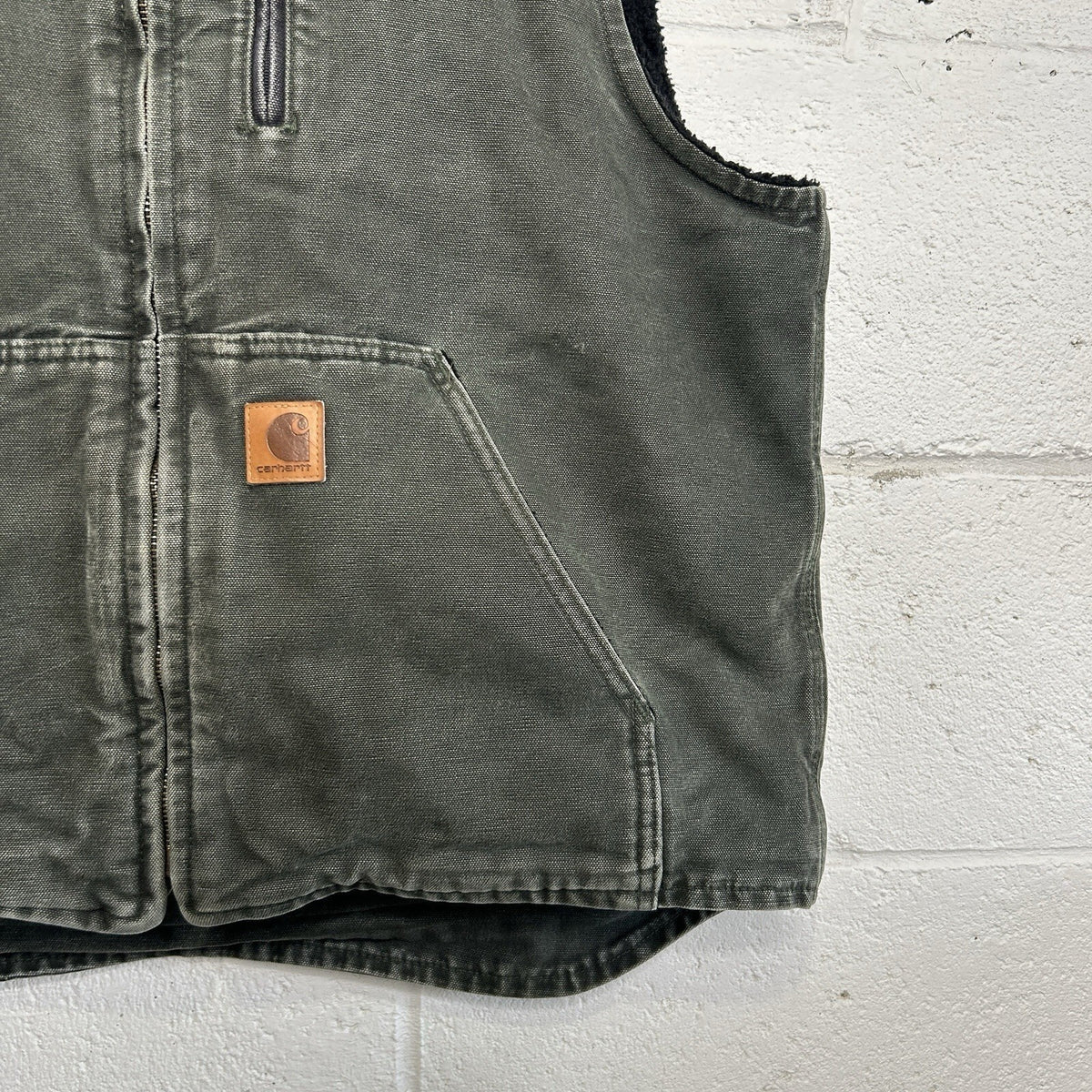 Carhartt Sandstone Sherpa-Lined Mock Neck Vest “Moss Green”