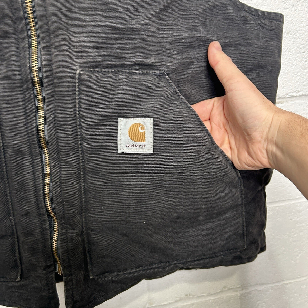 Vintage Faded Carhartt Quilted Canvas Artic Vest “Black” V01 BLK Men’s X-Large