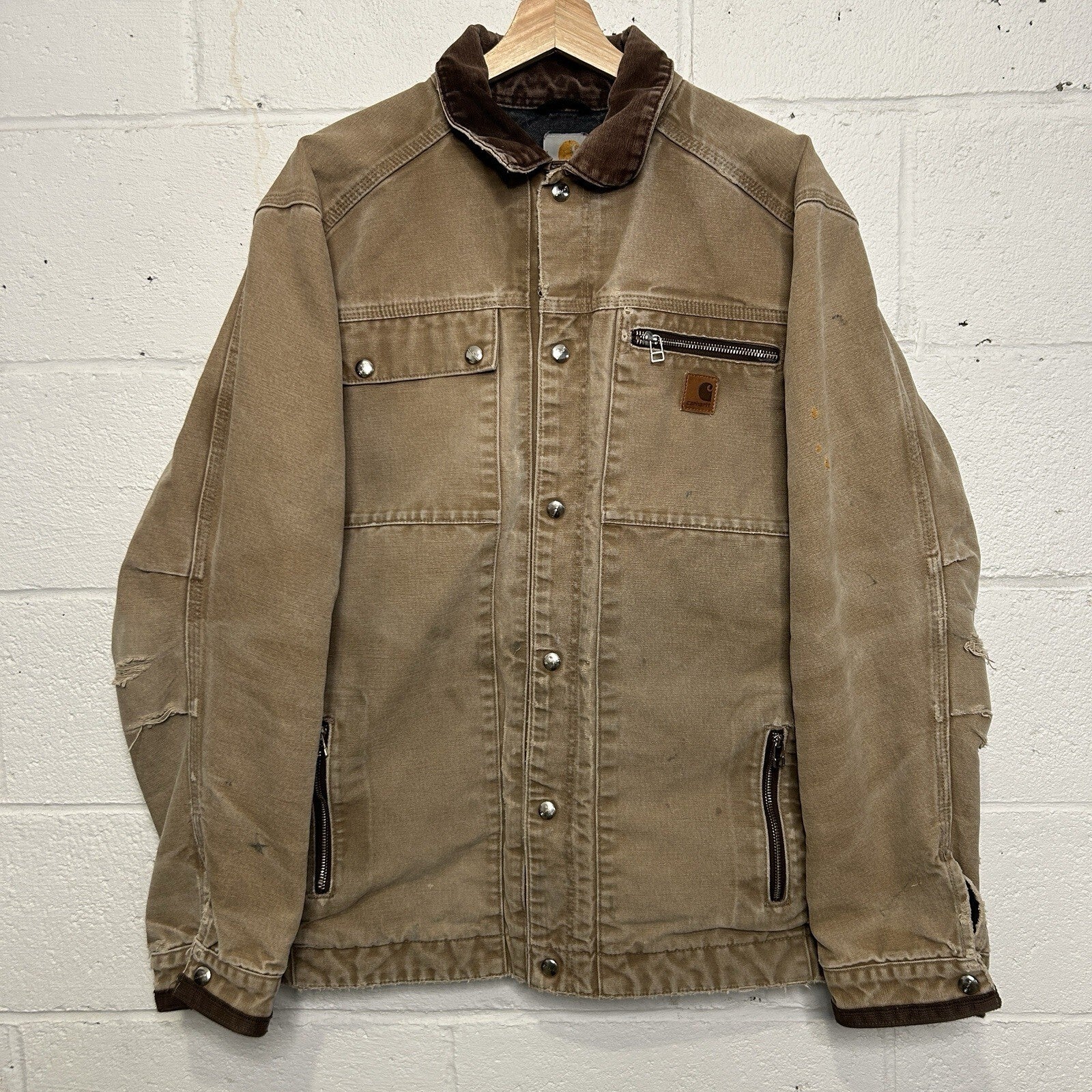 Y2K Carhartt Sandstone Multi-Pocket Jacket “Frontier Brown” J285 FRB Men’s Large