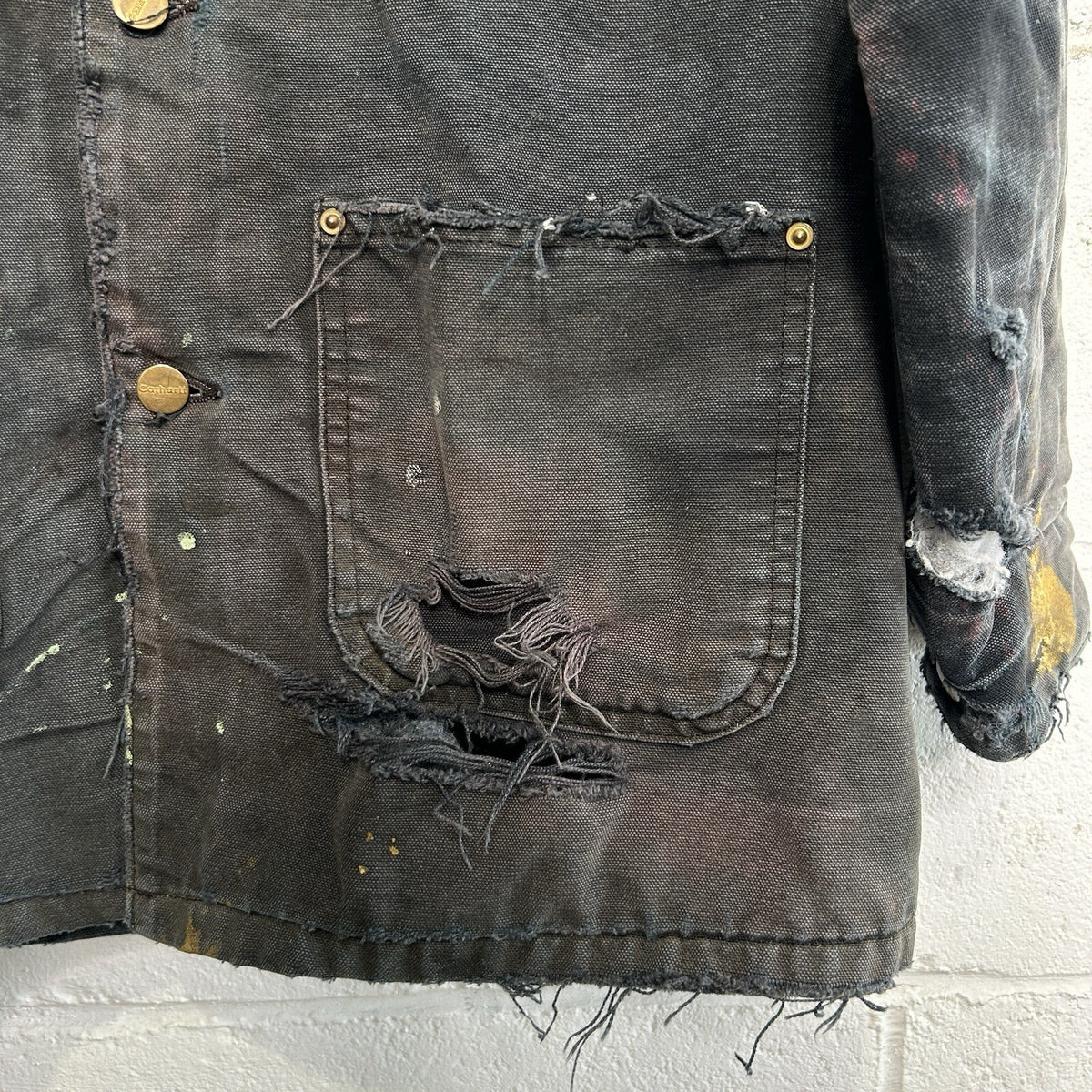 Thrashed Vintage Carhartt Blanket-Lined Chore Coat “Black” C01 BLK Men’s Small