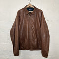 Vintage Polo Ralph Lauren Fleece Leather Harrington Jacket “Brown” Men’s X-Large