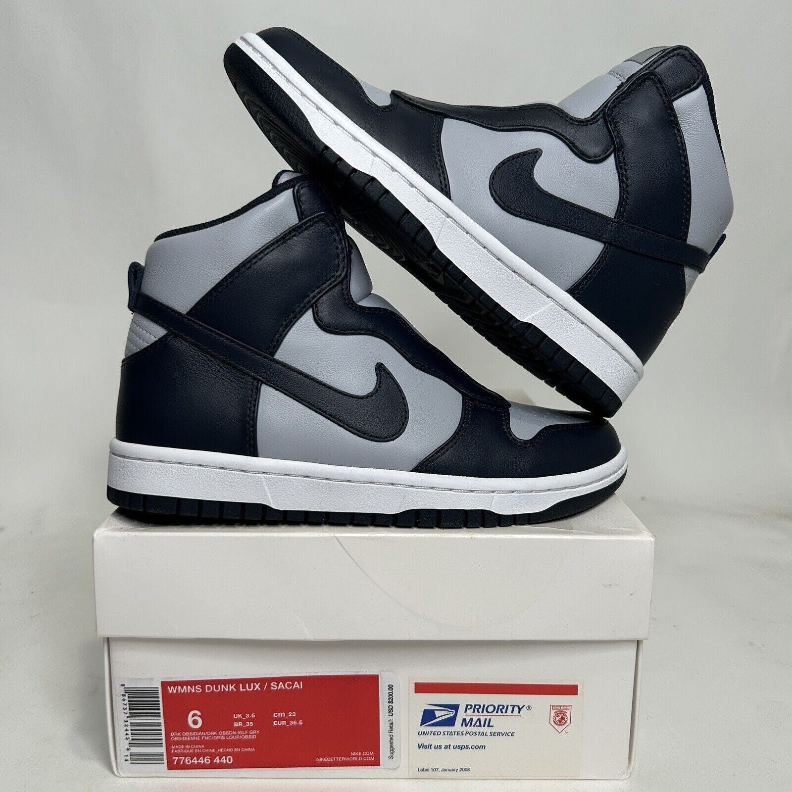 Nike NikeLab x Sacai Dunk Lux WMNS “Grey Navy Blue White” 2024