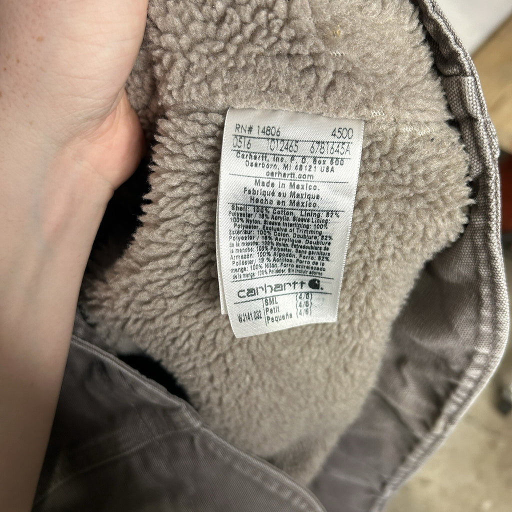 Y2K Carhartt Sherpa-Lined Hooded Detroit Jacket “Gray” WJ141-032 Women’s Small