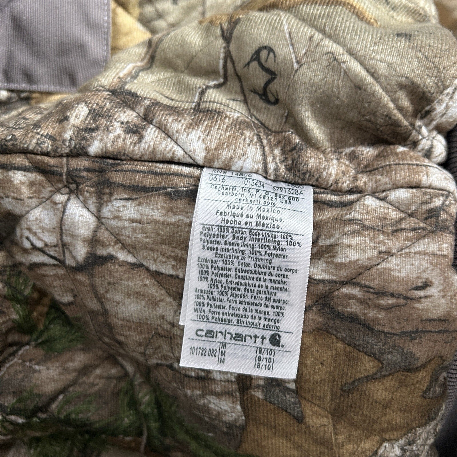 Carhartt Realtree Camo Quilted Hooded Active Jacket “Taupe Grey” 101732-032