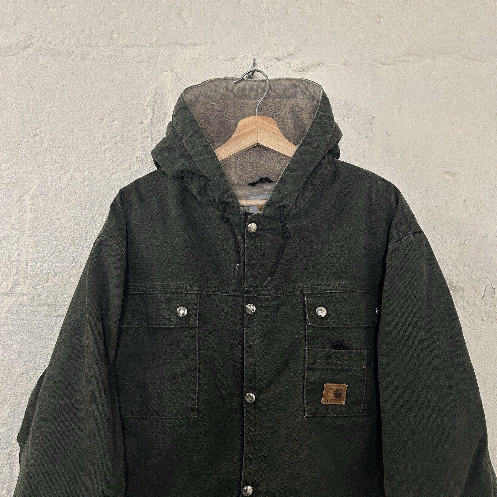 Y2K Carhartt Sandstone Hooded Multi-Pocket Jacket “Moss” J284 MOS Men’s X-Large