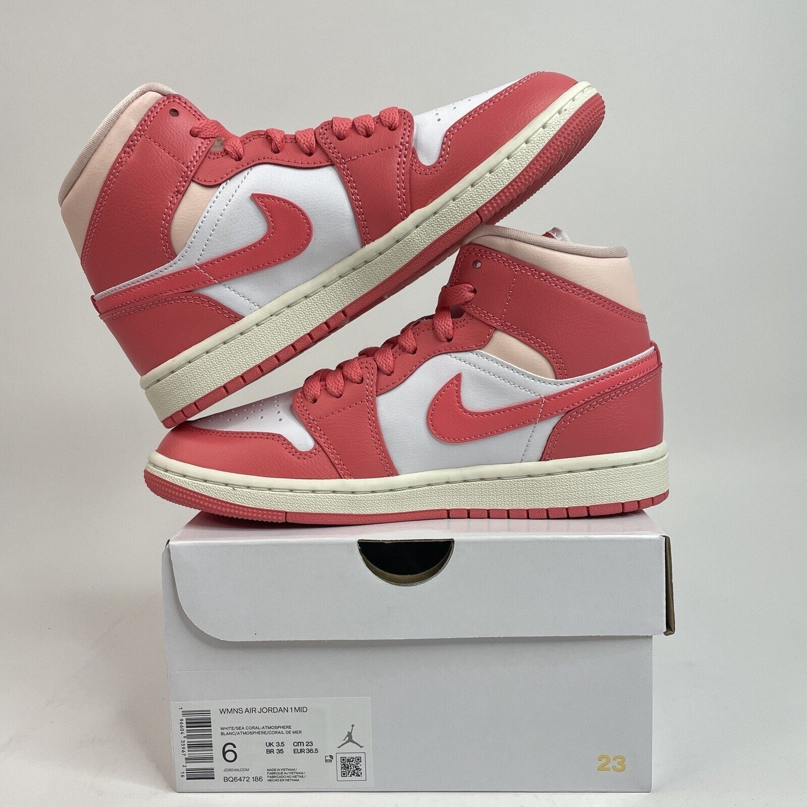 Nike Air Jordan 1 Mid Retro “Strawberries & Cream” BQ6472-186 Women's 6 New