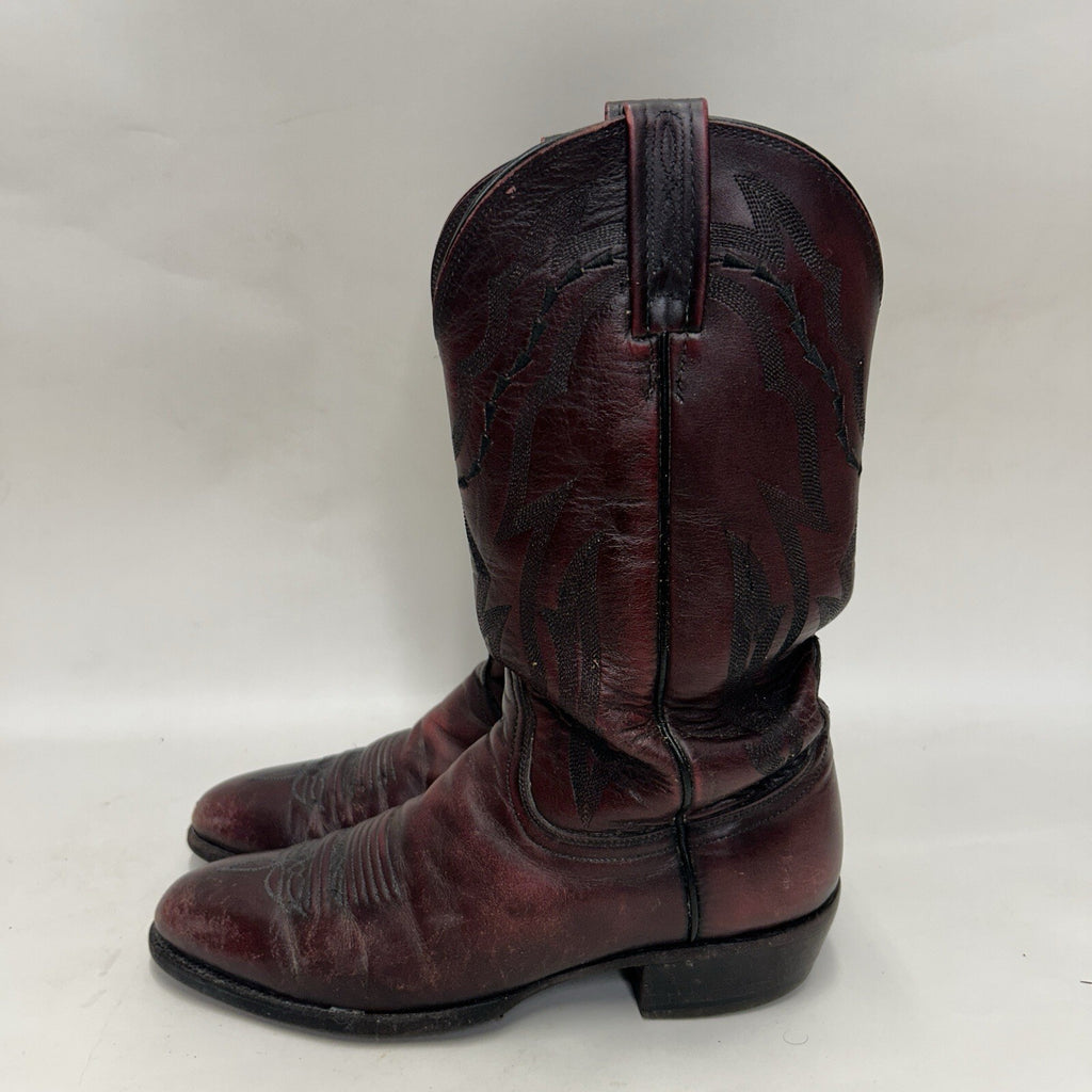 Lucchese 2000 Leather Western Roper Cowboy Boots “Black Cherry” Men’s 9