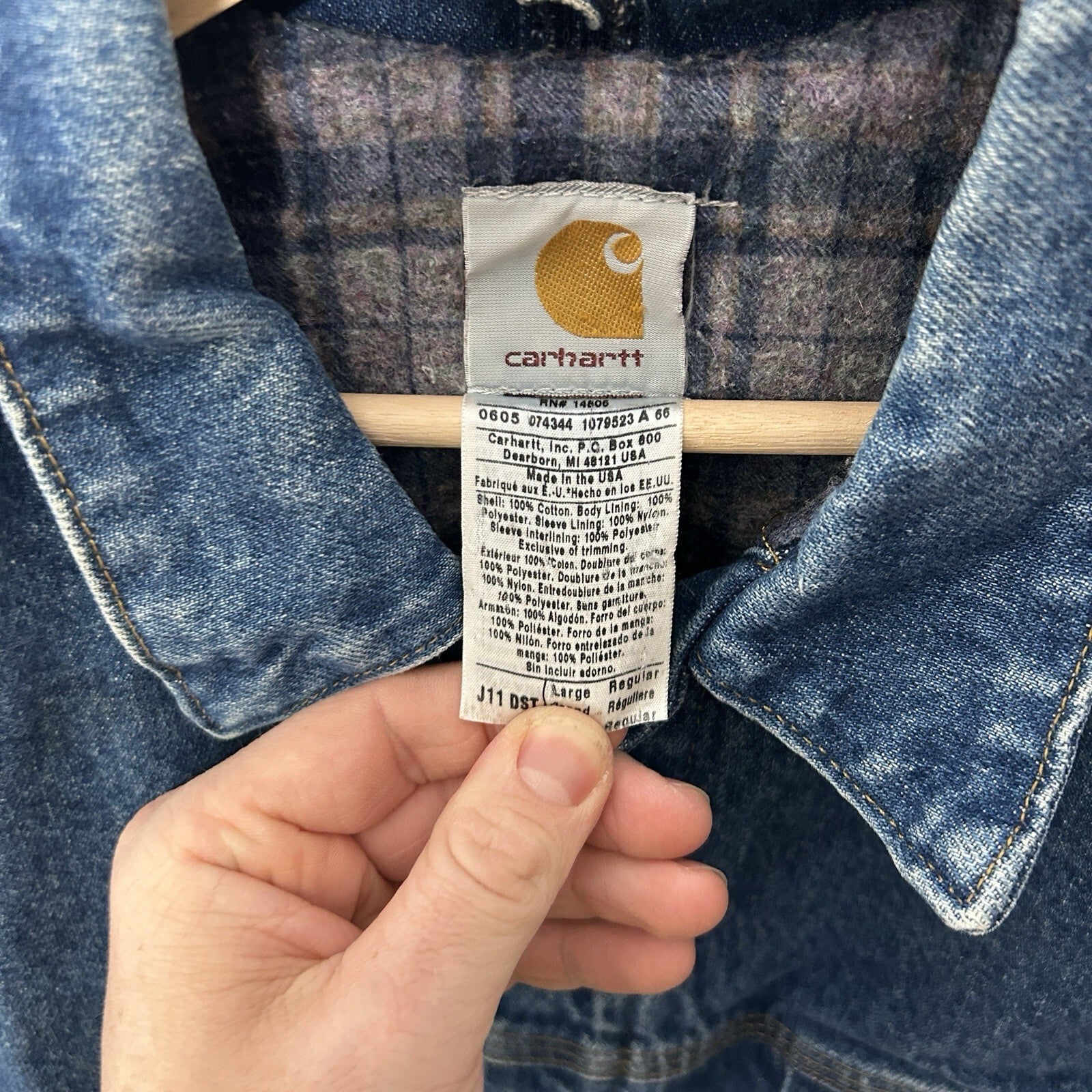 Vintage Carhartt Blanket-Lined Denim Trucker Jacket “Darkstone” J11 DST Men’s L