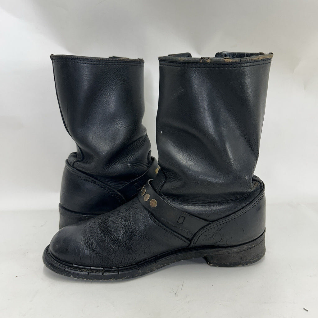 Vintage Riveted Engineer Boots Black Leather Made in USA Style 7800 Men’s 8