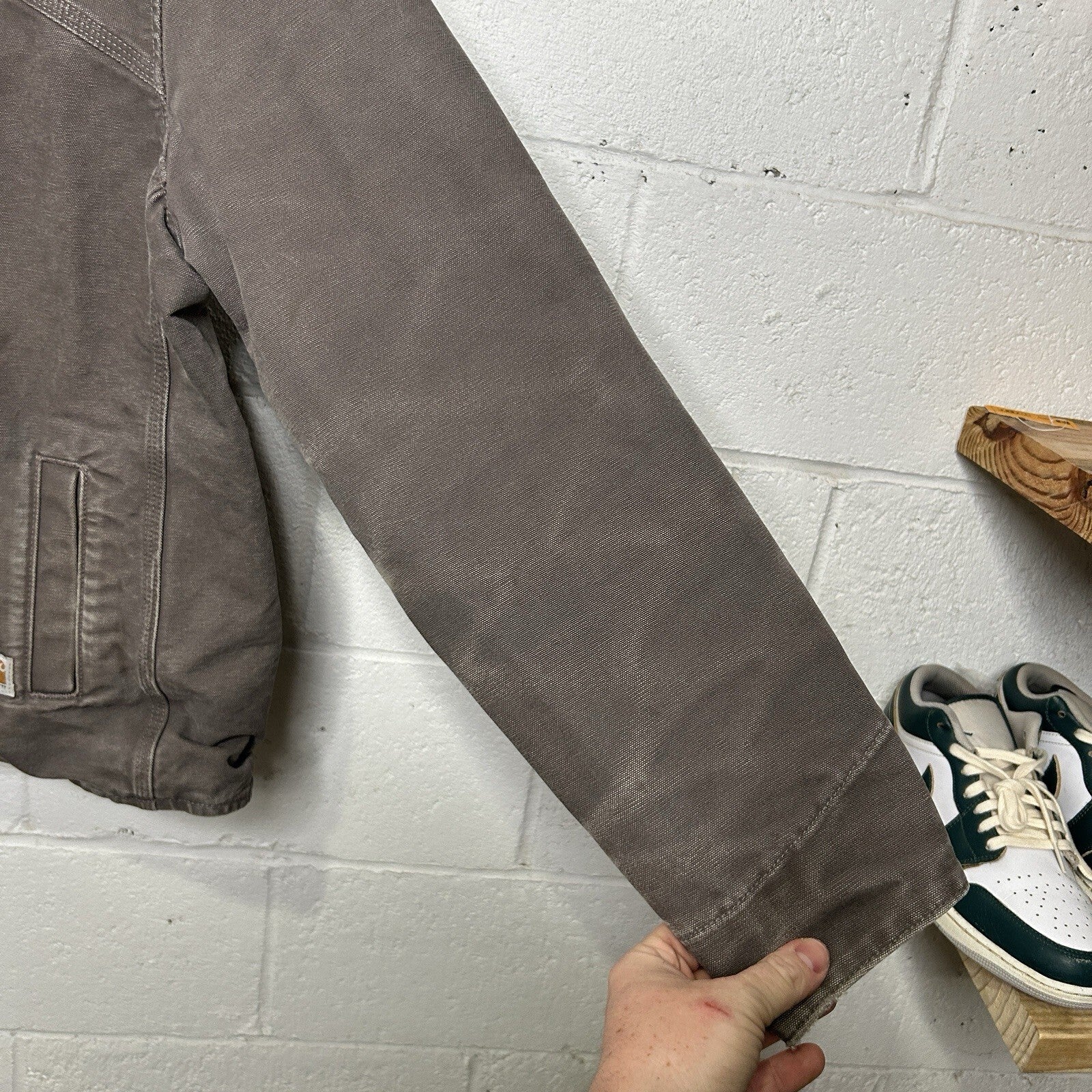 Y2K Carhartt Sherpa-Lined Sandstone Berkley Jacket “Taupe Grey” 100657-032