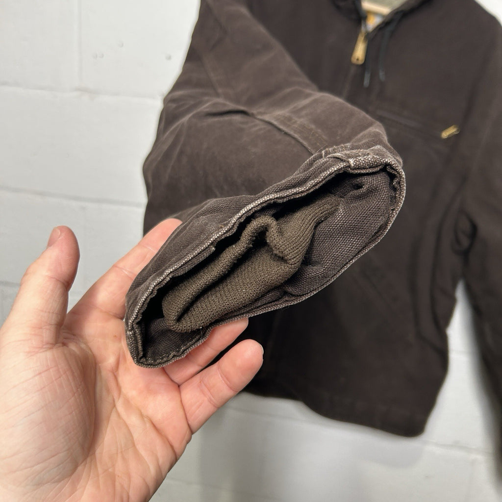 Vintage Carhartt Sherpa-Lined Hooded Detroit Jacket “Dark Brown” J141 DKB