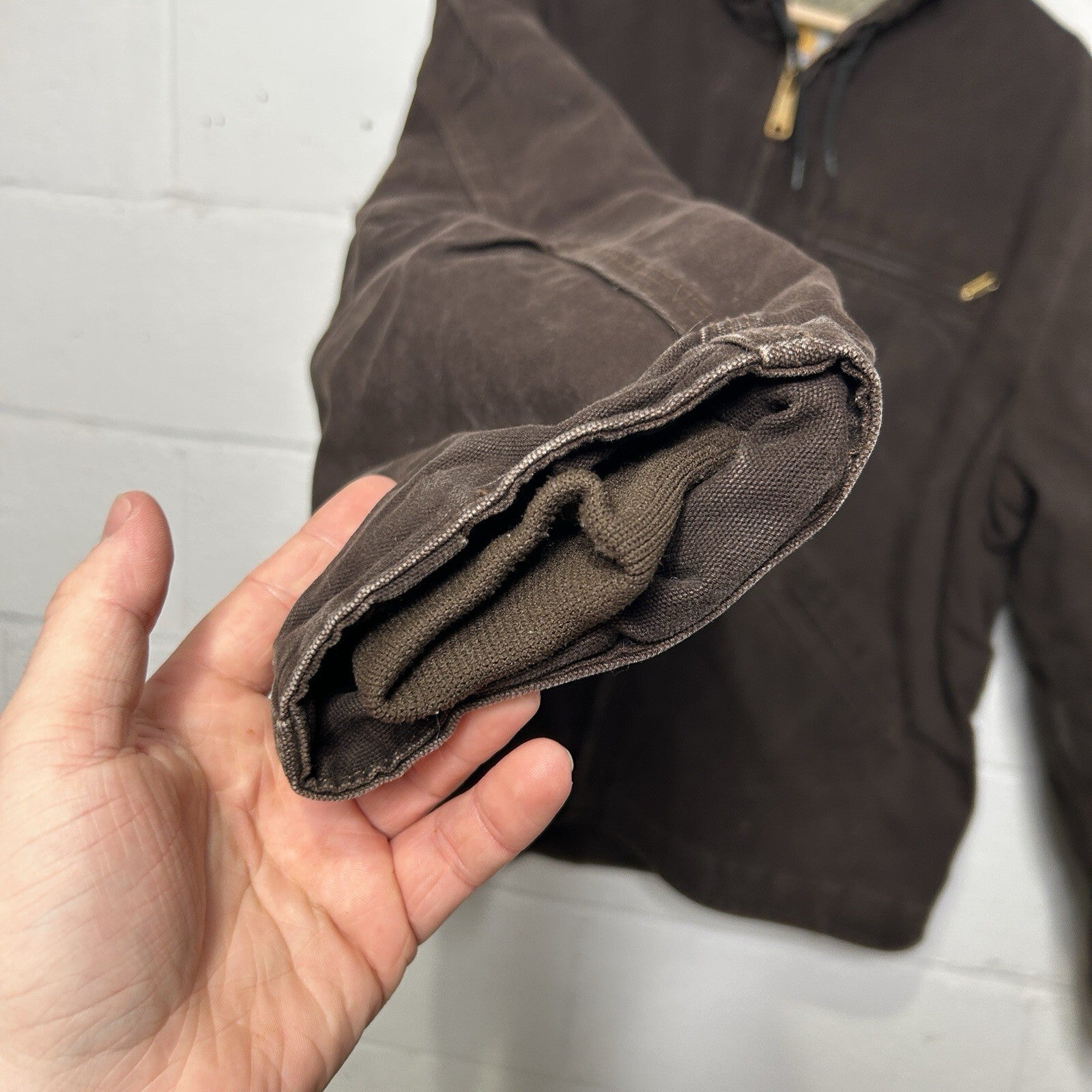 Vintage Carhartt Sherpa-Lined Hooded Detroit Jacket “Dark Brown” J141 DKB