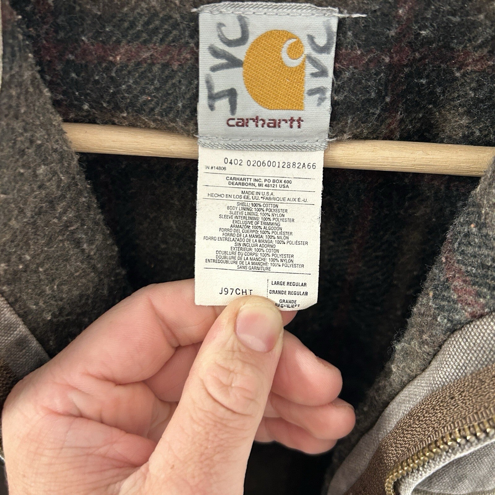 Vintage Carhartt Blanket-Lined” Jacket “Chestnut Brown” J97 CHT Men’s Large