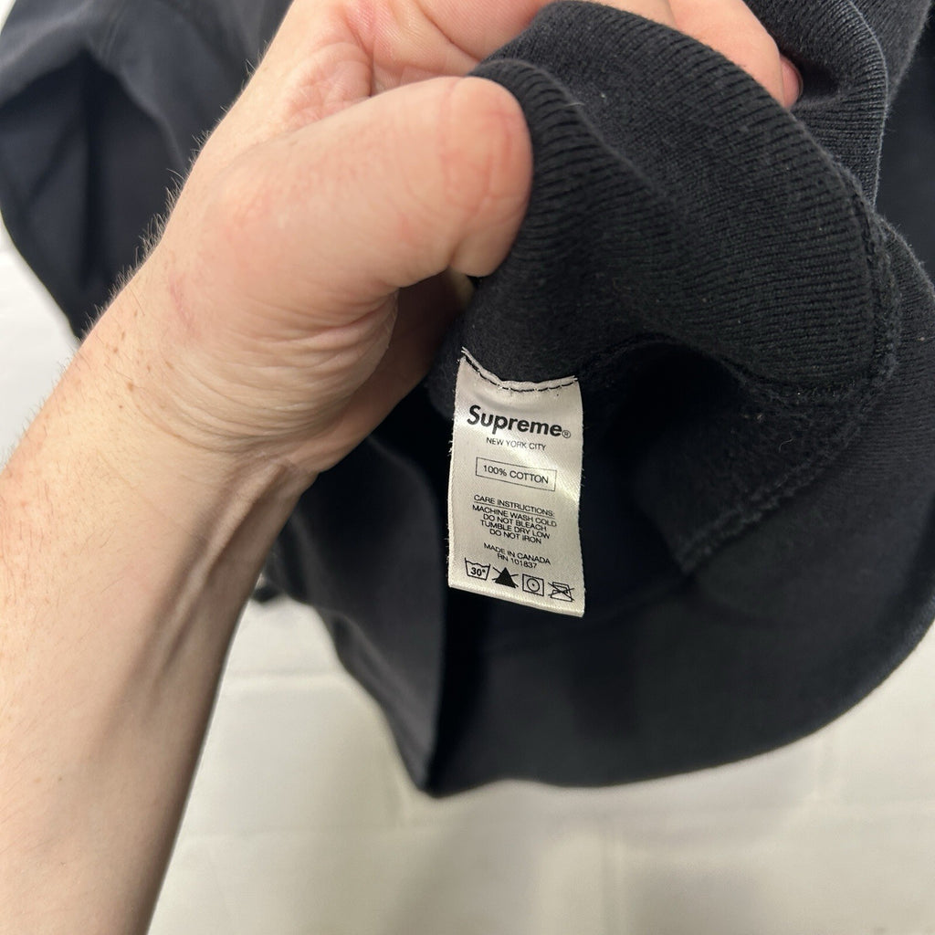 Supreme Black Embroidered Pullover Striped Hoodie “Black” Men’s Medium