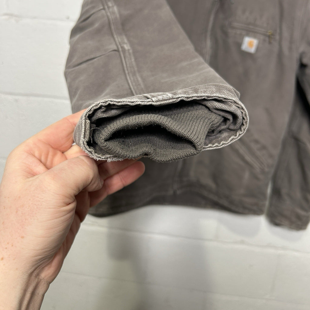 Y2K Carhartt Sherpa-Lined Hooded Detroit Jacket “Gray” WJ141-032 Women’s Small