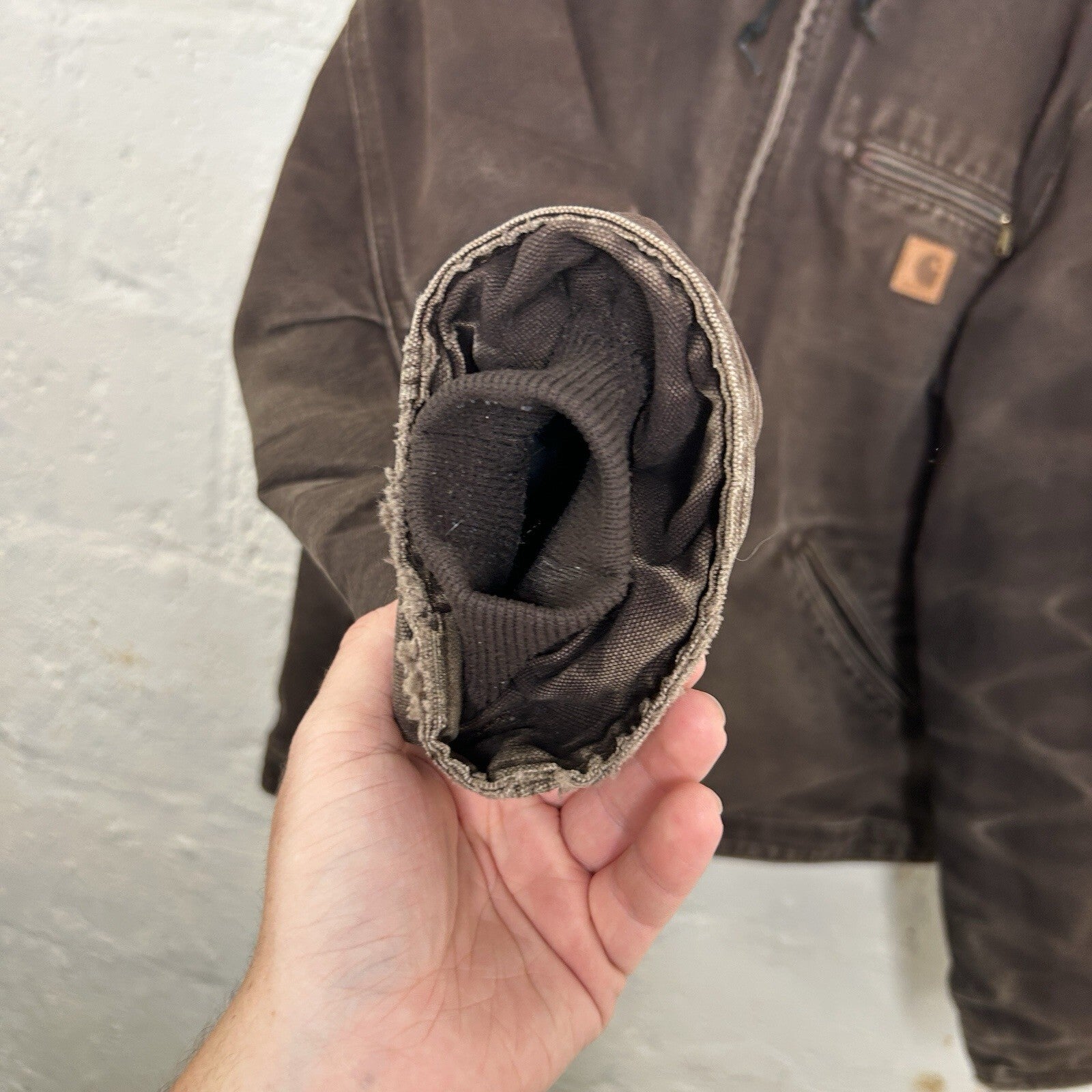 Faded Carhartt Sherpa-Lined Hooded Detroit Jacket “Dark Brown” J141 DKB Men’s L