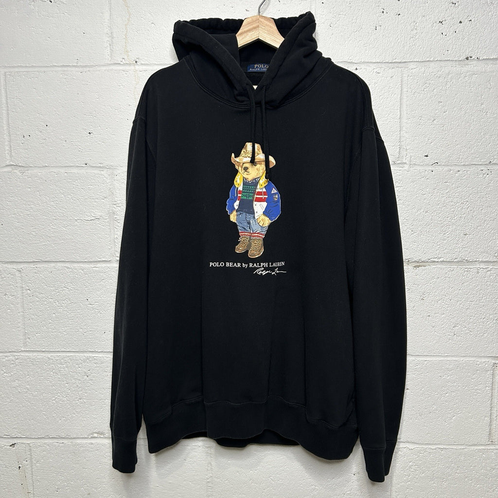 Polo Ralph Lauren Cowboy Ranch Polo Bear Fleece Hoodie “Black” Men’s 2XL Worn