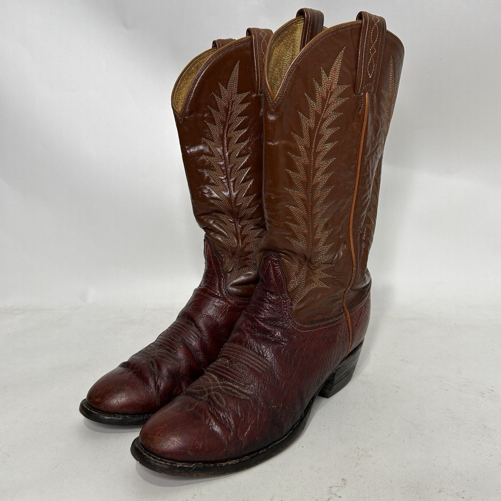 Vintage Tony Lama Leather Western Cowboy Boots Gold Label “Brown” Men’s 8.5D